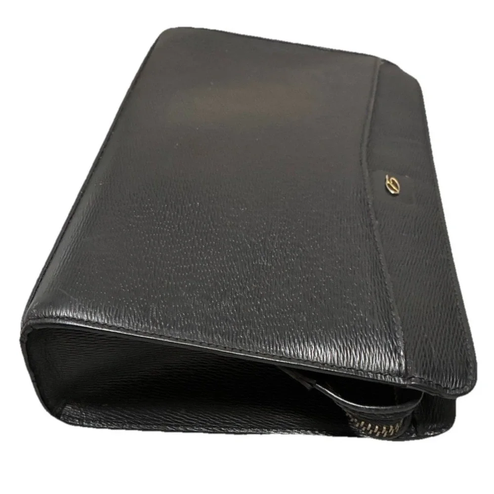 Vtg S.T. Dupont Paris Pouch Men's Black Textured Leather Carry All Bag *no strap